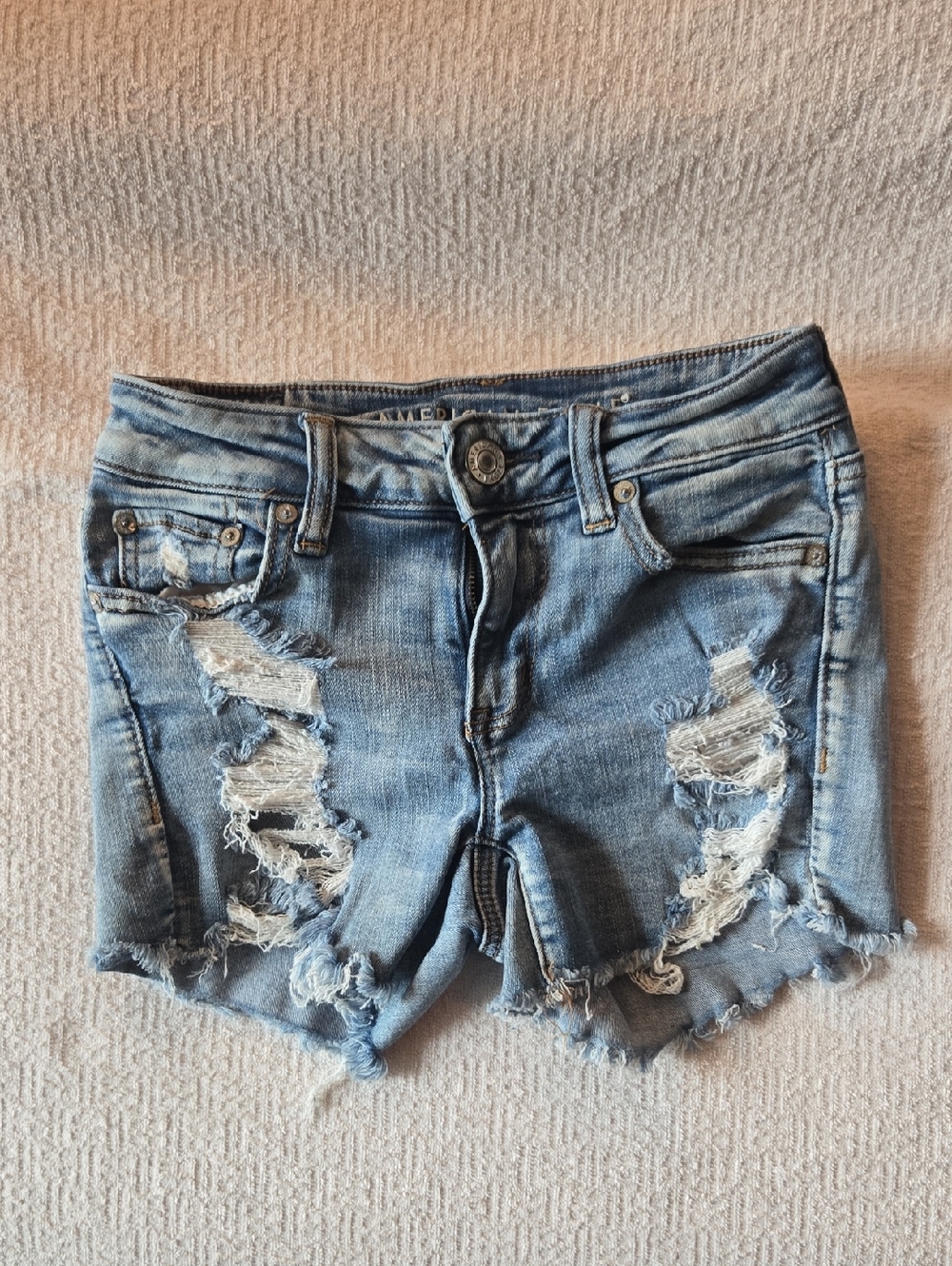 American Eagle Outfitters Light Blue Ripped Denim Shorts